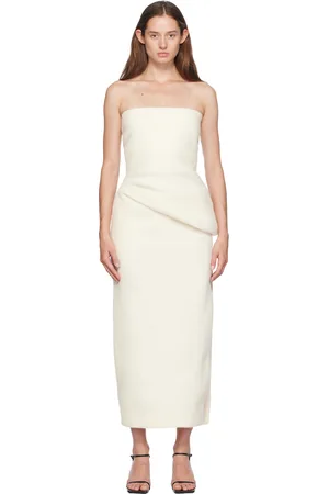 Gia Studios Robe midi asymétrique blanc cassé sans bretelles