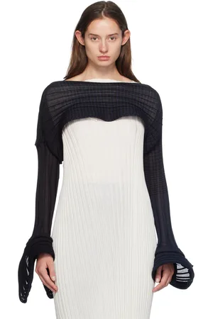 Issey Miyake Cardigan noir et bleu marine - Asagao