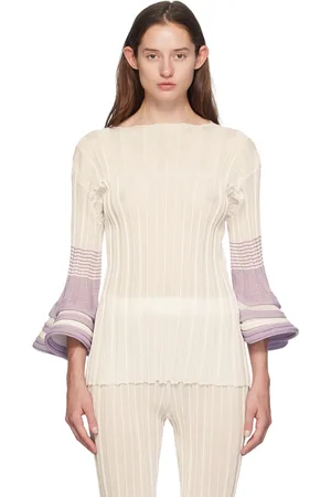 Issey Miyake Pull blanc et mauve - Asagao