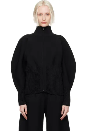 Issey Miyake Blouson noir à garnitures Squeeze