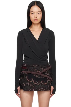 Hyein Seo T-shirt à manches longues noir à capuche