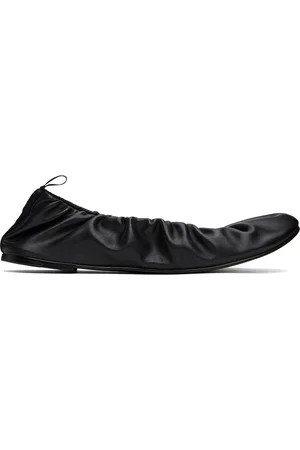 AMOMENTO Ballerines noires en cuir à effet bouillonné