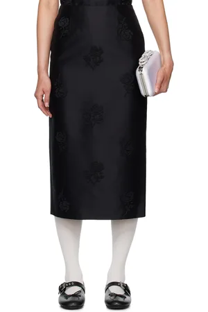 Shushu/Tong Jupe midi noire à appliqués floraux