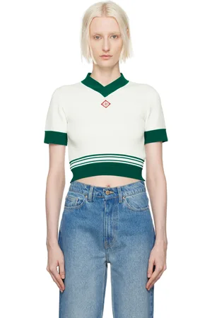 Casablanca Haut de tennis drapé blanc et vert