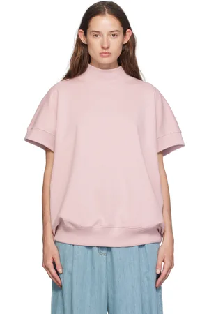 DRIES VAN NOTEN Pull molletonné rose à garnitures en tricot côtelé