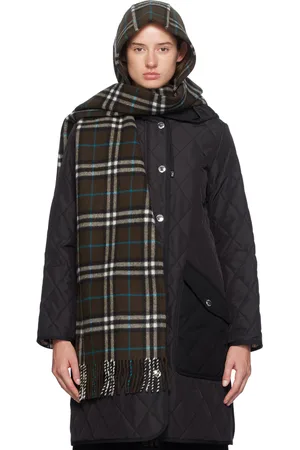 Burberry Écharpe brune en cachemire à carreaux et à capuche