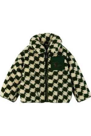 Burberry Bébé | Blouson vert et blanc cassé à motif pied-de-poule modifié