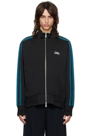 Burberry Blouson de survêtement noir à garnitures à rayures