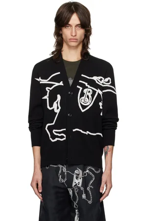 Burberry Cardigan noir à emblème du cavalier
