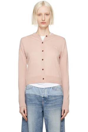 Maison Kitsuné Cardigan rose à écusson à logo de renard