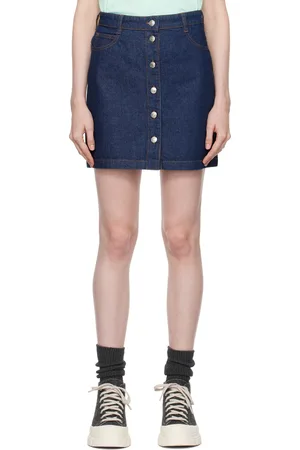 Maison Kitsuné Minijupe indigo en denim à boutons