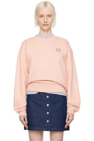 Maison Kitsuné Pull molletonné rose à écusson à logo de renard