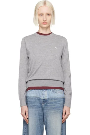Maison Kitsuné Pull gris à écusson à logo de renard