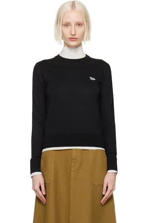 Maison Kitsuné Pull noir à écusson à logo de renard