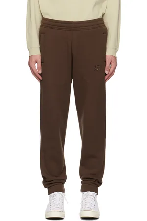 Maison Kitsuné Pantalon de survêtement brun à écusson à logo de renard