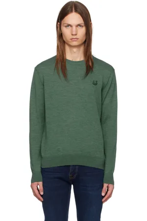 Maison Kitsuné Pull vert à écusson à logo de renard
