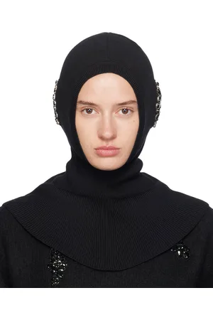 Simone Rocha Passe-montagne noir à ornements facettés et à arrière pointu