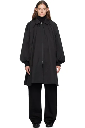 AMOMENTO Manteau de style robe noir à effet bouillonné