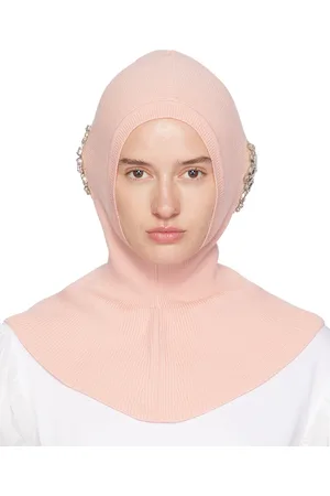 Simone Rocha Passe-montagne rose à ornements facettés et à arrière pointu