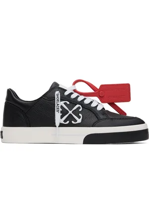 OFF-WHITE Baskets noir et blanc en cuir à semelle en caoutchouc vulcanisé
