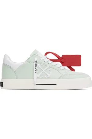 OFF-WHITE Baskets vert et blanc en canevas à semelle en caoutchouc vulcanisé
