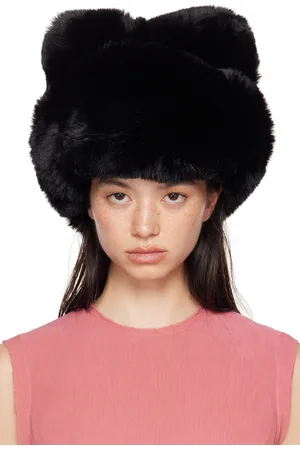 Acne Studios Chapeau noir en fourrure synthétique à boucle