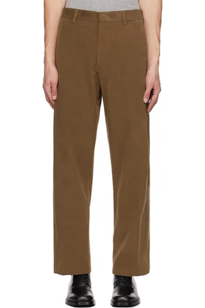 Solid Pantalon brun à plis