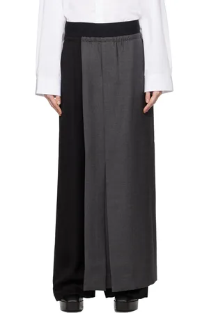 ALAINPAUL Pantalon façon tailleur noir et gris à empiècement superposé