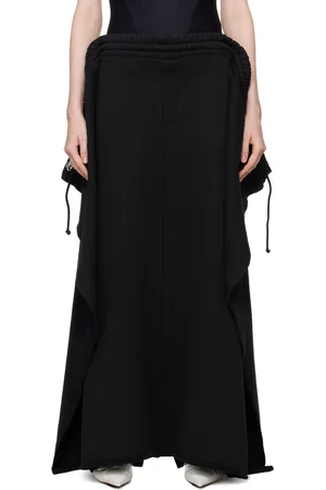 ALAINPAUL Pantalon de détente noir à panneau de style jupe