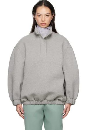 DRIES VAN NOTEN Pull molletonné gris à patte de boutonnage partielle