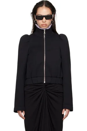 DRIES VAN NOTEN Blouson noir en coton à glissière