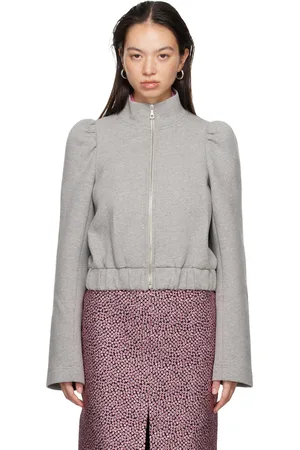 DRIES VAN NOTEN Blouson gris en coton à glissière