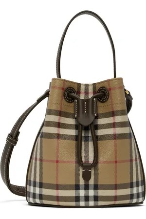 Burberry Mini sac seau beige à carreaux