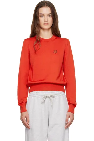 Maison Kitsuné Pull rouge à écusson à logo de renard