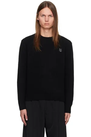 Maison Kitsuné Pull noir à écusson à logo de renard
