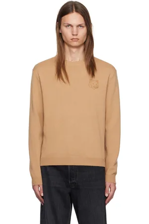 Maison Kitsuné Pull beige à logo de renard brodé