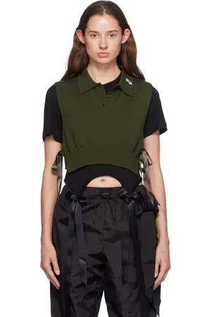 Simone Rocha Gilet vert en tricot à appliqué