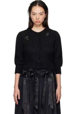 Simone Rocha Cardigan écourté noir en tricot d