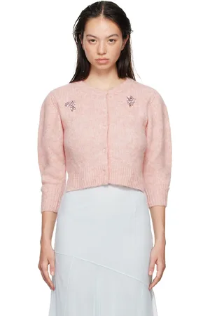 Simone Rocha Cardigan écourté rose en tricot d