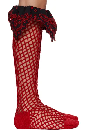 Chopova Lowena Chaussettes rouges en crochet