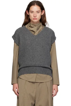 LE 17 SEPTEMBRE Gilet gris à col en V