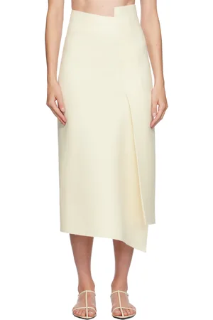 Gia Studios Jupe midi blanc cassé en laine