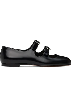 SANDY LIANG Ballerines de style Charles IX noires à brides exclusives à SSENSE