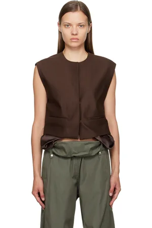 OPEN YY Gilet brun à doublures de poche visibles