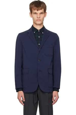 Beams Veston-chemise bleu marine à trois boutons