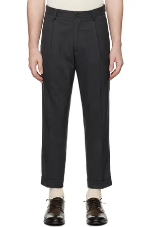 Beams Pantalon de style militaire gris à plis