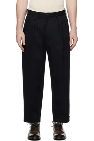 Beams Pantalon chino noir à plis