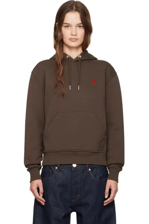 Ami Pull à capuche brun à logo Ami de cœur