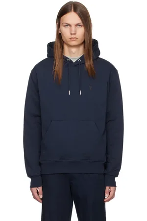 Ami Pull à capuche bleu marine à logo Ami de cœur