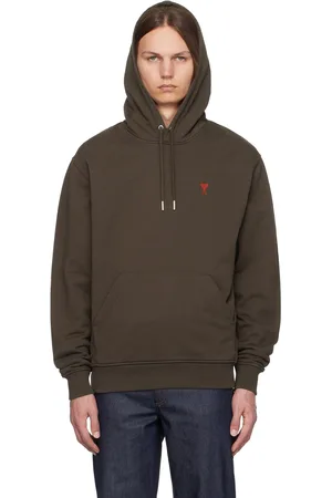 Ami Pull à capuche brun à logo Ami de cœur
